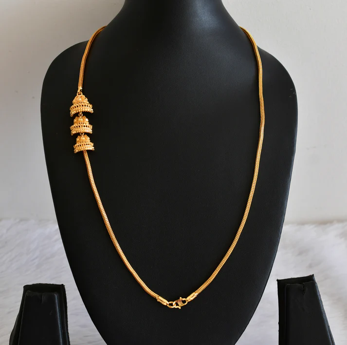 Gold tone Jhumka Style Mugappu Chain - 24 Inches
